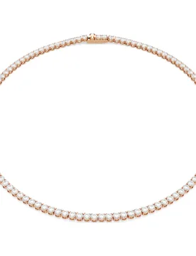 Collana Tennis Matrix, Taglio Round, Bianca, Finitura oro rosa 18K M - Swarovski - FashionsVida