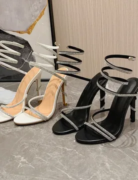 Luxury Women's Shoes 2026Summer Serpentine Rhinestone High Heels Women Fashion Winding Stiletto Sandals Female High Heel Sandals - Aliexpress - FashionsVida