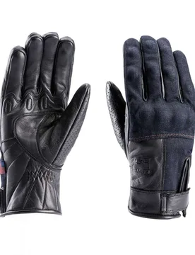 Guanti Moto in Pelle Combo Denim Black taglia M - Blauer - FashionsVida