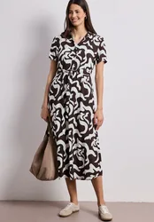 Maxi-Kleid mit Hemdkragen und Print female Braun