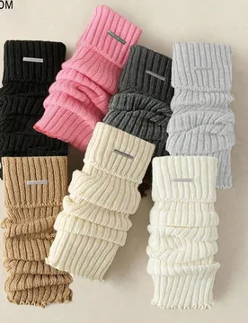 Pares de calentadores de piernas de mujer de unicolor con rayas verticales, de moda simple y versátil para el otoño/invierno, cálidos 36-39 (paquet - Shein - FashionsVida