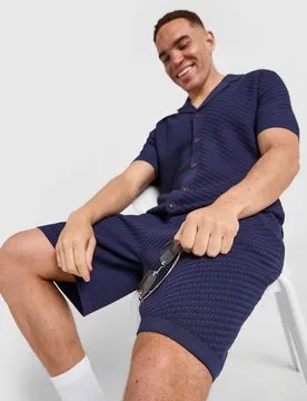 Knit Short - Herren, Blau - male - Size: XXL - BELIER - FashionsVida