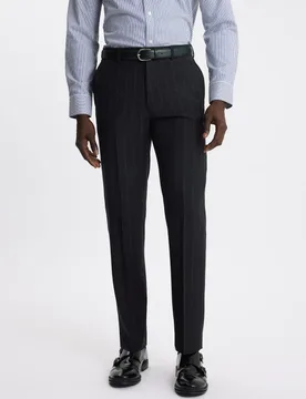 Tailored Fit Pinstripe Suit Trousers Navy Mix male - MOSS - FashionsVida