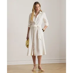 Vestido camisero de lino con cinturón