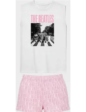 Pijama corto de mujer estampado The Beatles - Gisela - FashionsVida
