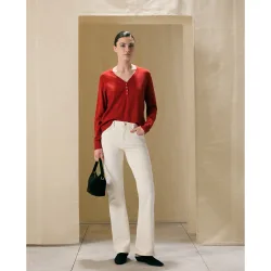 Jersey básico de mujer cuello panadero