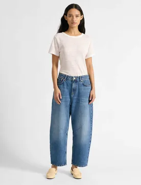 Mid Rise Barrel jeans Medium Indigo female - Albaray - FashionsVida