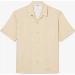 Camisa de hombre de corte holgado de sarga estampada de manga corta