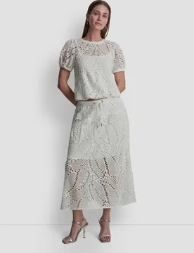 DKNY - Falda fluida de crochet - DKNY - FashionsVida