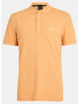 Mens Open Orange Paule Polo Shirt - Male - Orange - Small - BOSS - FashionsVida