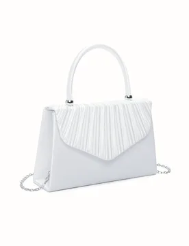 Women's Pleated Elegance Crossbody Clutch Bag in White - White - Size: One Size - Fontanella Fashion - FashionsVida