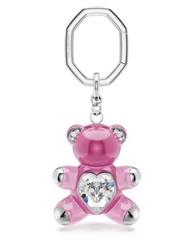Portachiavi Teddy, Orso, Rosa, Placcato rodio OS - Swarovski - FashionsVida