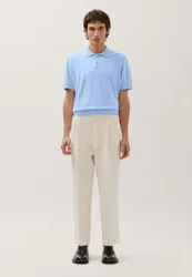 Kurzarm Poloshirt aus Baumwolle/Seide Blau M