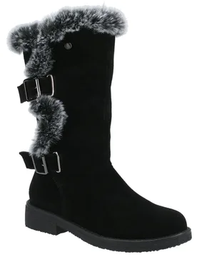 Megan Wide Suede Womens Black Boots - Size Uk 4 - Hush puppies - FashionsVida
