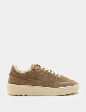 Suede Flatfom Trainers Taupe female - M&S - FashionsVida