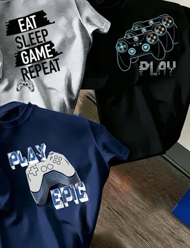 Piezas/Set Camisetas de manga corta con cuello redondo con estampado de monumentos urbanos populares para niños preadolescentes, adecuadas para uso d - Shein - FashionsVida