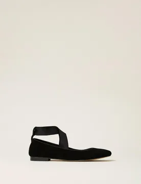 Twinset Ballerines en cuir velours - TWINSET - FashionsVida