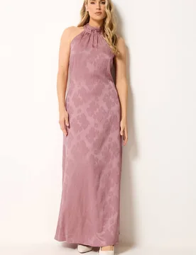 Women's Tall Jacquard Halterneck Maxi Dress in Pink Size: 14 - Pink - Size: 14 - Long tall sally - FashionsVida