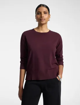 Jersey de mujer de cuello redondo con mangas de tres cuartos ajuste regular largo medio - Elena Miró - FashionsVida