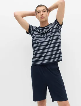 Pure Cotton Striped Pyjama Set Navy Mix male - M&S - FashionsVida