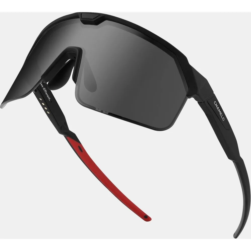 Gafas de Sol Unisex Shield Slider-Automatic HVL Smoke Matte Black - CHAMELO - FashionsVida