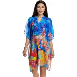 Caftán de mujer con diseño vaporoso y cuello mao