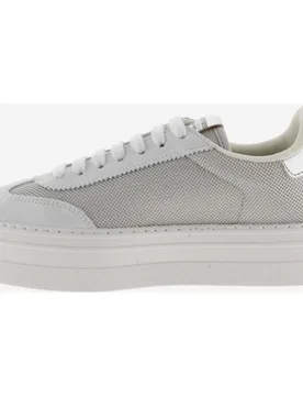 Zapatillas básicas bajas de mujer de rejilla con plataforma y piezas de serraje al tono - Victoria - FashionsVida