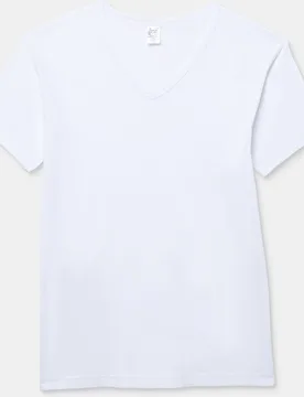 Camiseta interior de hombre de manga corta cuello v algodón 100% - Abanderado - FashionsVida