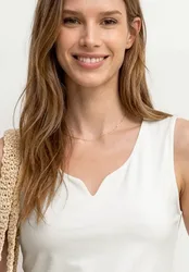 Basic Top mit Herzausschnitt female Weiß