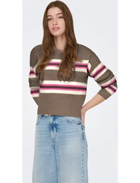 Jersey estampado de mujer de manga larga y cuello redondo - Only - FashionsVida