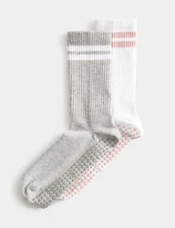 Pack Cotton Blend Stripe Yoga Socks White Mix female