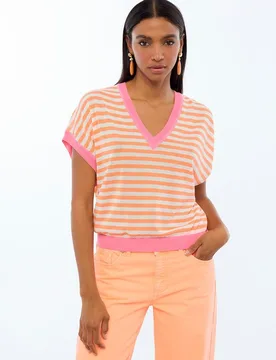 Jersey de mujer a rayas con manga corta - Lola Casademunt - FashionsVida