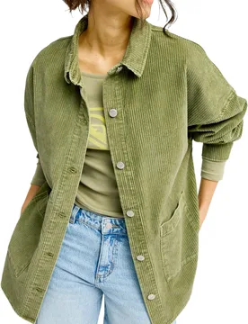 Veste chemise en velours côtelé - Kick Back Washed Cord Shirt Winter Moss en Coton - Taille XS - Kaki - Roxy - FashionsVida