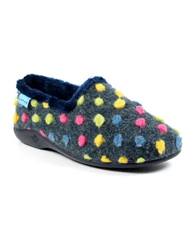 Helix Womens Polka Dot Slippers - - Size: 4 - Lunar - FashionsVida