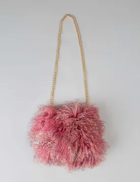Bolso de mano de pelo de cordero del tibet con asa bandolera - De la Roca - FashionsVida