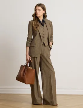 Pantalón ancho de mujer de lana con pinzas - Lauren Ralph Lauren - FashionsVida