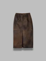 ROTATE leather midi pencil skirt