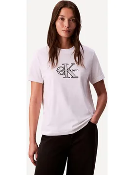 Camiseta Mujer Monograma Metálico - Calvin Klein Jeans - FashionsVida