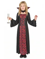 Elegante Vampirin Kinderkostüm rot-schwarz