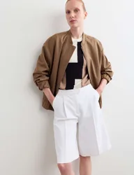 Wool Rich Relaxed Bomber Jacket Camel female
