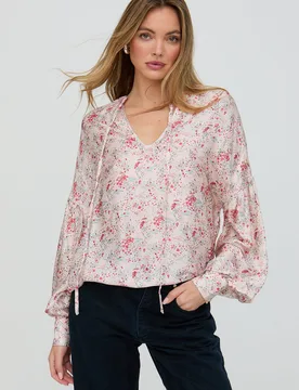 Rosetti Billowy Sleeves Wishing Well Floral Print Blouse In Multi - 8 - Lily and Lionel London Limited - FashionsVida
