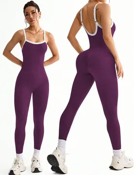 Mono deportivo sin costuras con espalda descubierta y tirantes finos M - Shein - FashionsVida