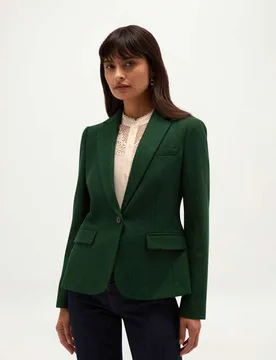 Pure Wool Single Breasted Blazer Green female - Hobbs - FashionsVida