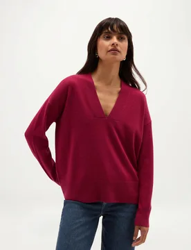 Wool Blend V-Neck Jumper Pink female - Hobbs - FashionsVida