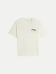 Relaxed- Fit T-Shirt mit Rückenprint Weiß XL