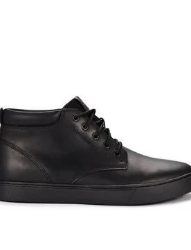 Men's Lockton Mid Black Leather Ankle Boots, Chukka Boots, Lace Up Size: 11-Standard Fit - Black - Size: 11-Standard Fit - Clarks - FashionsVida