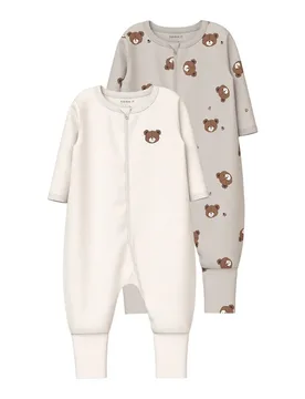 Pigiama A Maniche Lunghe Pumice Bear 2 Unità Pumice Stone / Jet Stream 24 Mesi - Name it - FashionsVida