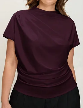 Top de talla grande con corte 3D plisado y ajuste ceñido 3XL - Shein - FashionsVida