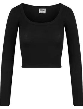 Langarmshirt - Ladies Organic Rib Jersey Wide Neck Longsleeve - XS bis 4XL - für Damen - Größe 3XL - schwarz - Frauen - female - Urban classics - FashionsVida