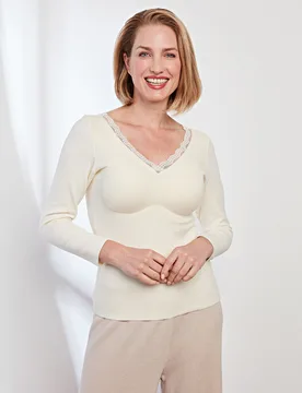 Thermo-Shirt mit BH wollweiß - 3Pagen - FashionsVida
